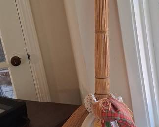 Decorative Handcrafted Witch's Broom with Folk Art Embellishments