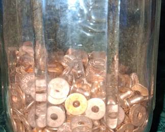 Vintage Levi Strauss & Co. Copper Rivet Assortment in Glass Jar
