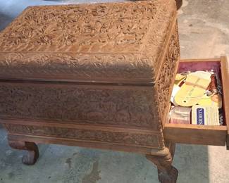 Anglo-Indian Hand-Carved Tropical Wood Box 18"x12"