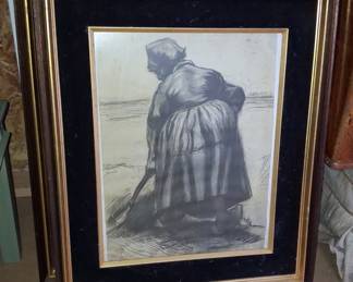 Vincent van Gogh Peasant Woman Digging Print 16"x22"