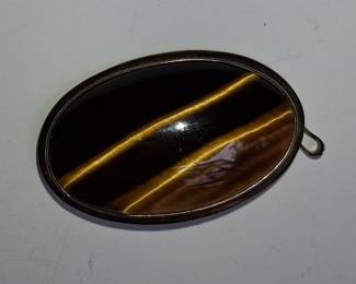Vintage Tiger's Eye Oval Brooch/Pendant