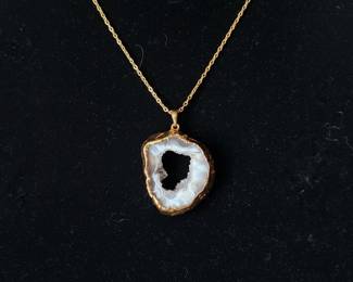 Agate Geode Slice Pendant Necklace