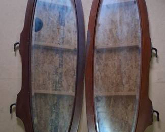 Pair of Victorian Revival Carved Mahogany Wall Mirrors 3'5" high 1'1" wide