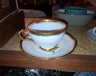 Adderley Floral & Figurine Bone China Tea Cup and Saucer