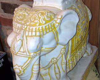 Hollywood Regency Glazed Ceramic Elephant Garden Stool