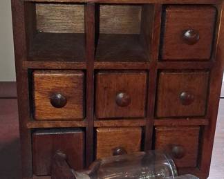 Vintage Wooden Apothecary Spice Chest