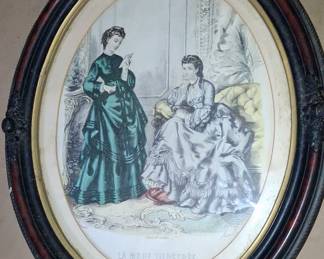 La Mode Illustrée Fashion Print in Oval Frame