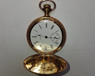 Lady Waltham 14K Gold Engraved Hunter Case Pocket Watch, ca. 1903