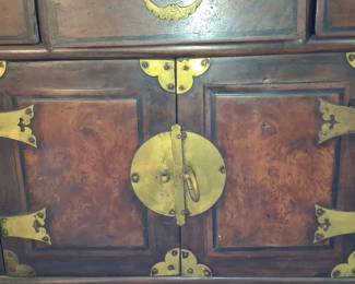 Korean Bandaji Chest with Burl Wood Panels 3'2"x1'6"x3'