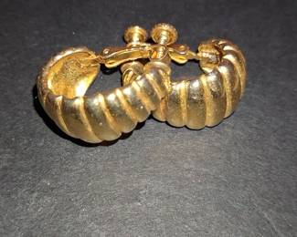 Monet Gold-Tone Ribbed Hoop Clip-On Earrings