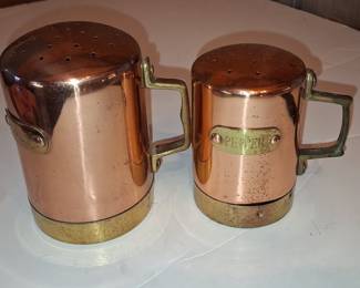 Vintage Copper and Brass Salt and Pepper Shakers
