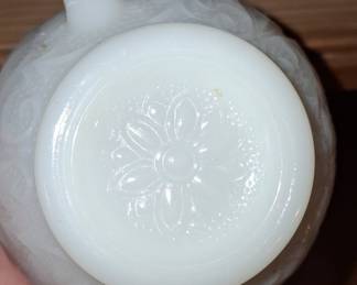 Anchor Hocking Sandwich Pattern Milk Glass Punch Bowl Set