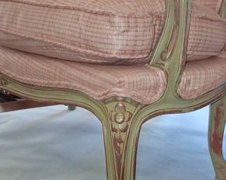 Vintage French Provincial Style Settee with Gingham Upholstery