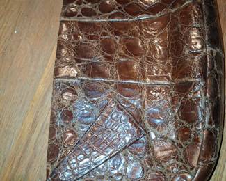 Vintage Alligator Skin Clutch Handbag