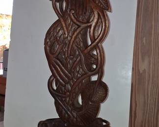Vintage Southeast Asian Hand-Carved Wood Garuda Sculpture