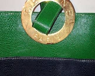Celine Paris Multi-Colored Lizard-Embossed Tote