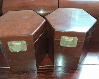Collection of Vintage Mahogany Tea Caddies and Boxes