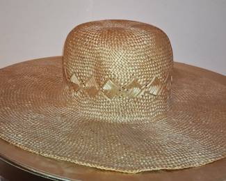 Vintage "Made in PRC" Wide-Brim Straw Sun Hat