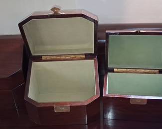Collection of Vintage Mahogany Tea Caddies and Boxes