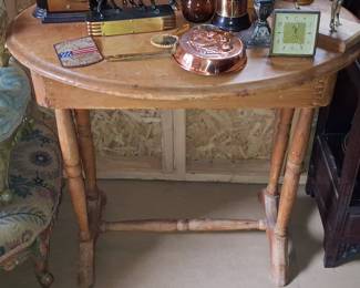 Antique Pine Demilune Side Table