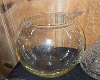Vintage Vaseline Glass Fish Bowl