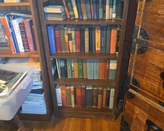 Mid-Century Modern Stained Pine Open Bookcase