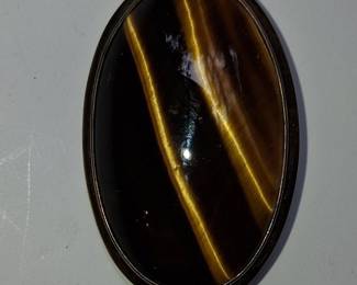 Vintage Tiger's Eye Oval Brooch/Pendant