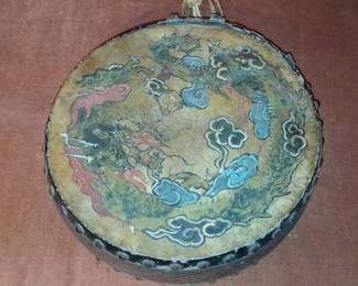 Vintage Chinese Hand-Painted Dragon Tom Tom Drum