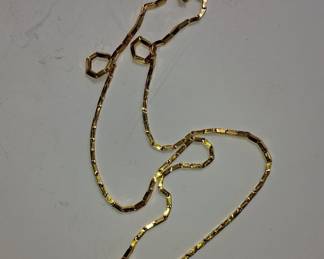 14K Yellow Gold Bar Link Chain Necklace