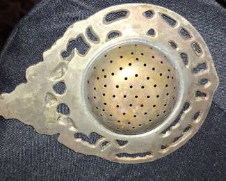 Vintage Silver Plated Tea Strainer with Ornate Handle
