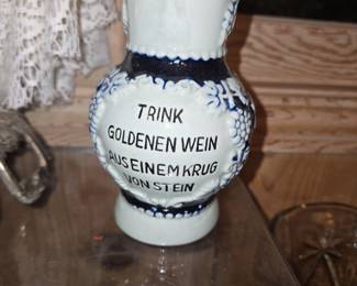 German Westerwald Stoneware Wine Pitcher with Grape and Vine Motif