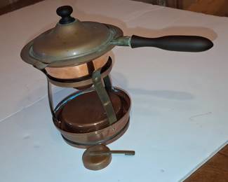 Vintage Copper Chafing Dish with Burner and Stand