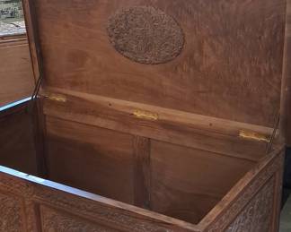 Anglo-Indian Carved Hardwood Blanket Chest 41"x24"x24"