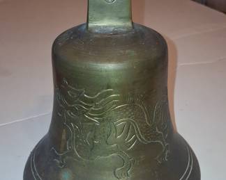 Vintage Chinese Brass Dragon Temple Bell
