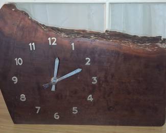 Mid-Century Modern Live Edge Wood Mantel Clock with Kienzle Movement