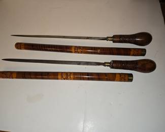 Vintage "Sword Stick" Carving Knife and Fork Set with Concealed Blades
