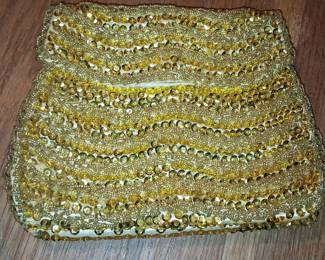 Vintage Gold Sequin and Bead Evening Bag