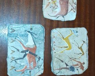 Set of Three Reproduction Minoan Fresco Stone Plaques