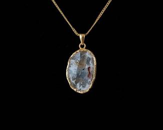 Agate Geode Slice Pendant Necklace