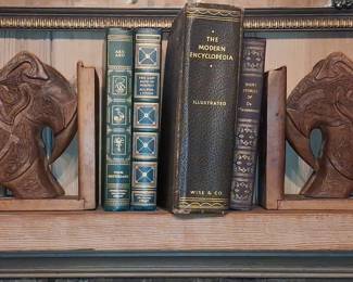 Vintage Hand-Carved Wooden Elephant Bookends