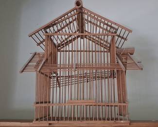 Vintage Japanese Handcrafted Bamboo Birdcage (Torikago)