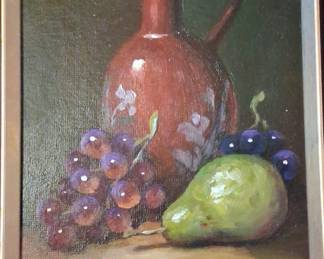 Still Life with Pitcher, Grapes, and Pear by Takei 10"x8"