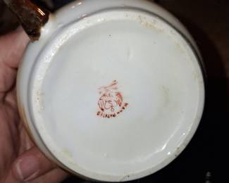 Vintage Hand Painted Nippon Sugar and Creamer Set with Windmill and Deer Motif