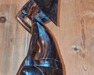 Vintage Southeast Asian Figural Wood Carving - "Thinking Man"