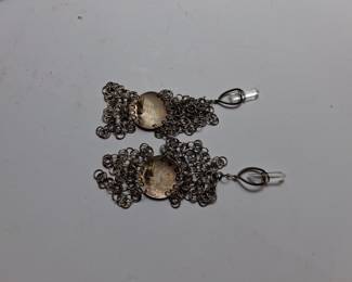 Margaret De Patta Style Chainmail and Crystal Earrings