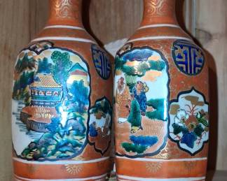 Kutani Porcelain Sake Bottles 7"