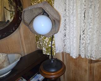 Vintage Barley Twist Floor Lamp with Cane Shade
