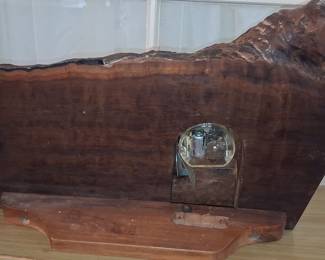 Mid-Century Modern Live Edge Wood Mantel Clock with Kienzle Movement