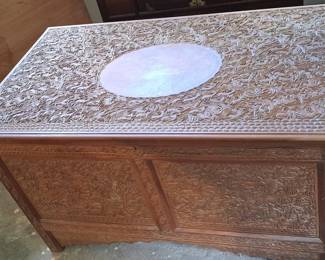 Anglo-Indian Carved Hardwood Blanket Chest 41"x24"x24"