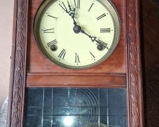 Antique Seth Thomas "Flora" Walnut Wall Clock